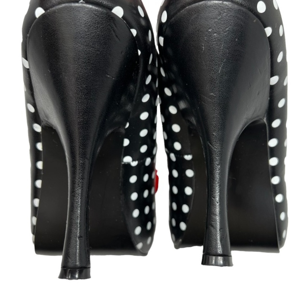 Pinup Couture Cutiepie 06 Heels Size 9 Black Polka Dot Red Bow Heart Cutout Toe - Picture 8 of 11